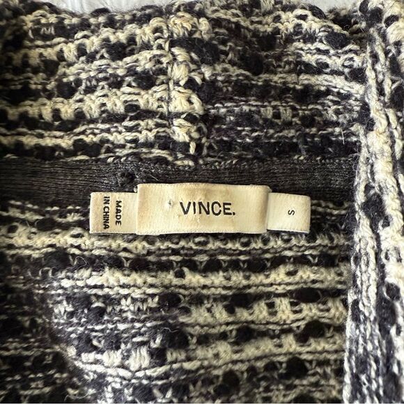 Vince Black Neutral Wool Tweed Open Draped Cardigan Duster Size S - Picture 8 of 8